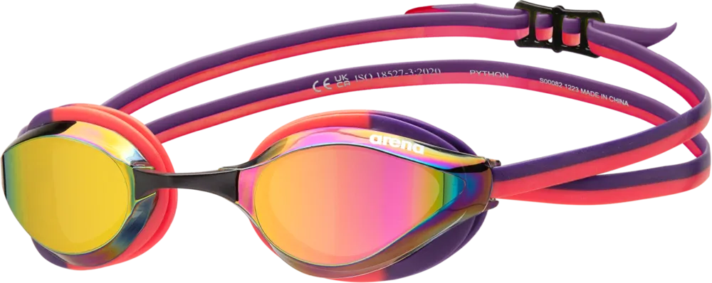ARENA OKULARKI PŁYWACKIE  PYTHON MIRROR PLUM BRIGHT-CORAL 1E763/123