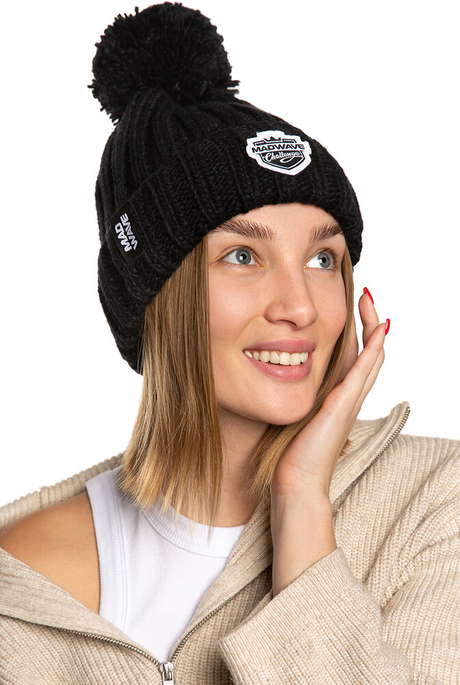 MAD WAVE  CZAPKA  POM-POM BLACK