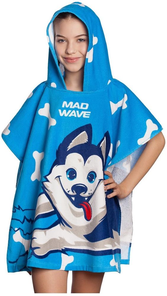 MAD WAVE  HUSKY PONCHO,  RĘCZNIK  70 x 130cm blue  M076002000W